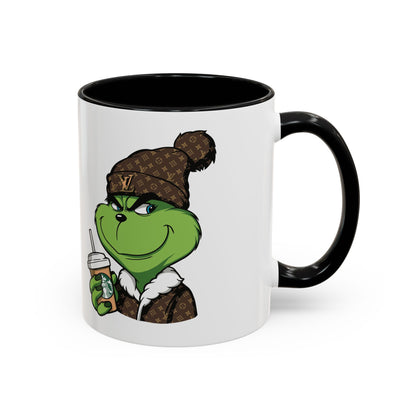 Grinch Luxury Winter Coffee Mug – Designer Beanie & Holiday Drink Cartoon (11/15oz)