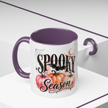 Spooky Season Accent Coffee Mug — Halloween Pumpkin & Moon Design (11/15oz)