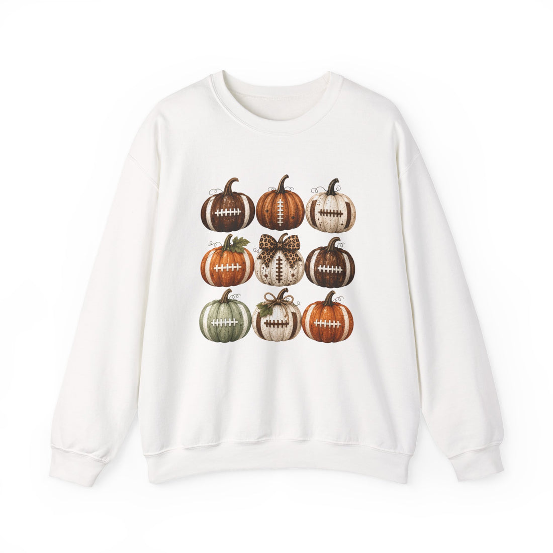 Pumpkin Patch Crewneck Sweatshirt — Fall Rustic Pumpkin Grid Graphic