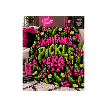 Katherine's Pickle-era Velveteen Plush Blanket – Cute Pickle & Bow Throw
