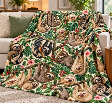 Sloth Haven Tropical Cozy Blanket
