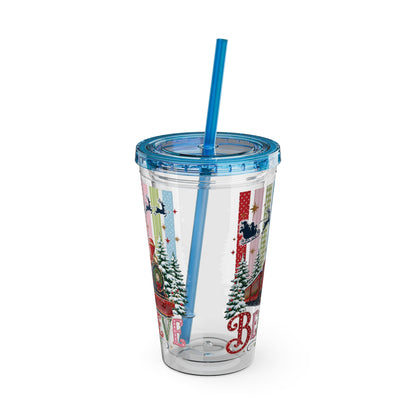 Believe Holiday Tumbler — Christmas Train 16oz Straw Cup