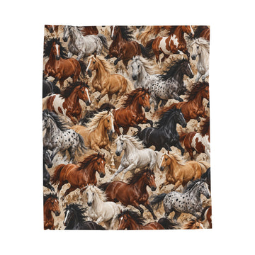 Velveteen Plush Blanket — Galloping Horses Fleece Throw