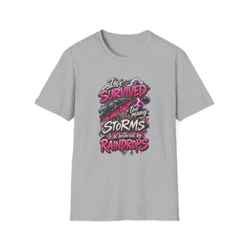 Survived Too Many Storms T-Shirt — Inspirational Umbrella Design