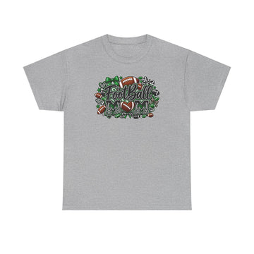 Football Mom Doodle Graphic Tee — Green & Brown Illustrated Football Design