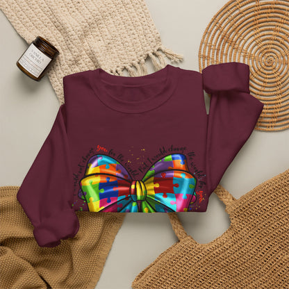 Rainbow Puzzle Bow Sweatshirt — Autism Awareness Crewneck