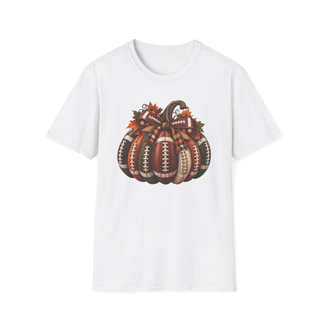 Football Pumpkin Tee — Plaid Game Day Fall Tee