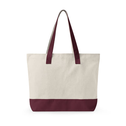 Canvas Tote Bag — Floral 'All You Need Is Love' Zippered Shopper