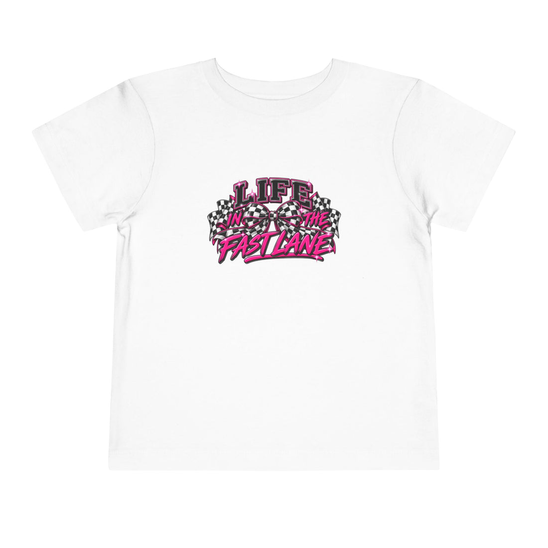 Toddler Tee — "Life in the Fast Lane" Racing Graphic (Pink)