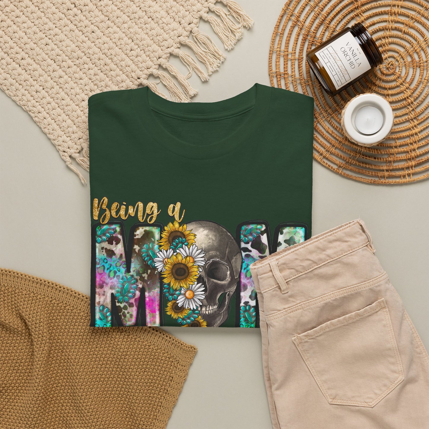 Mom Floral Graphic Tee – "Being a Mom Makes My Life an Adventure"