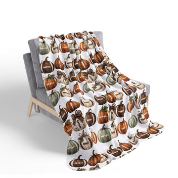 Pumpkin Patch Sherpa Blanket — Cozy Fall Fleece Blanket with Rustic Pumpkin Pattern