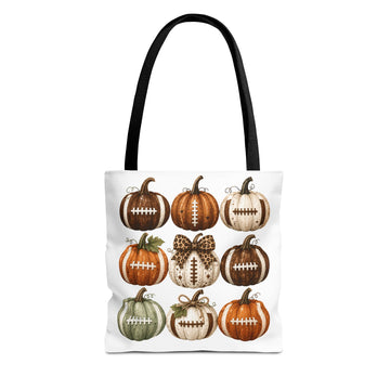 Autumn Football Pumpkins Tote Bag – Fall Football Fan Grocery & Game Day Tote