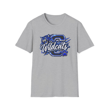 Checotah Wildcats Mascot — Blue Cougar Paw School Spirit Tee