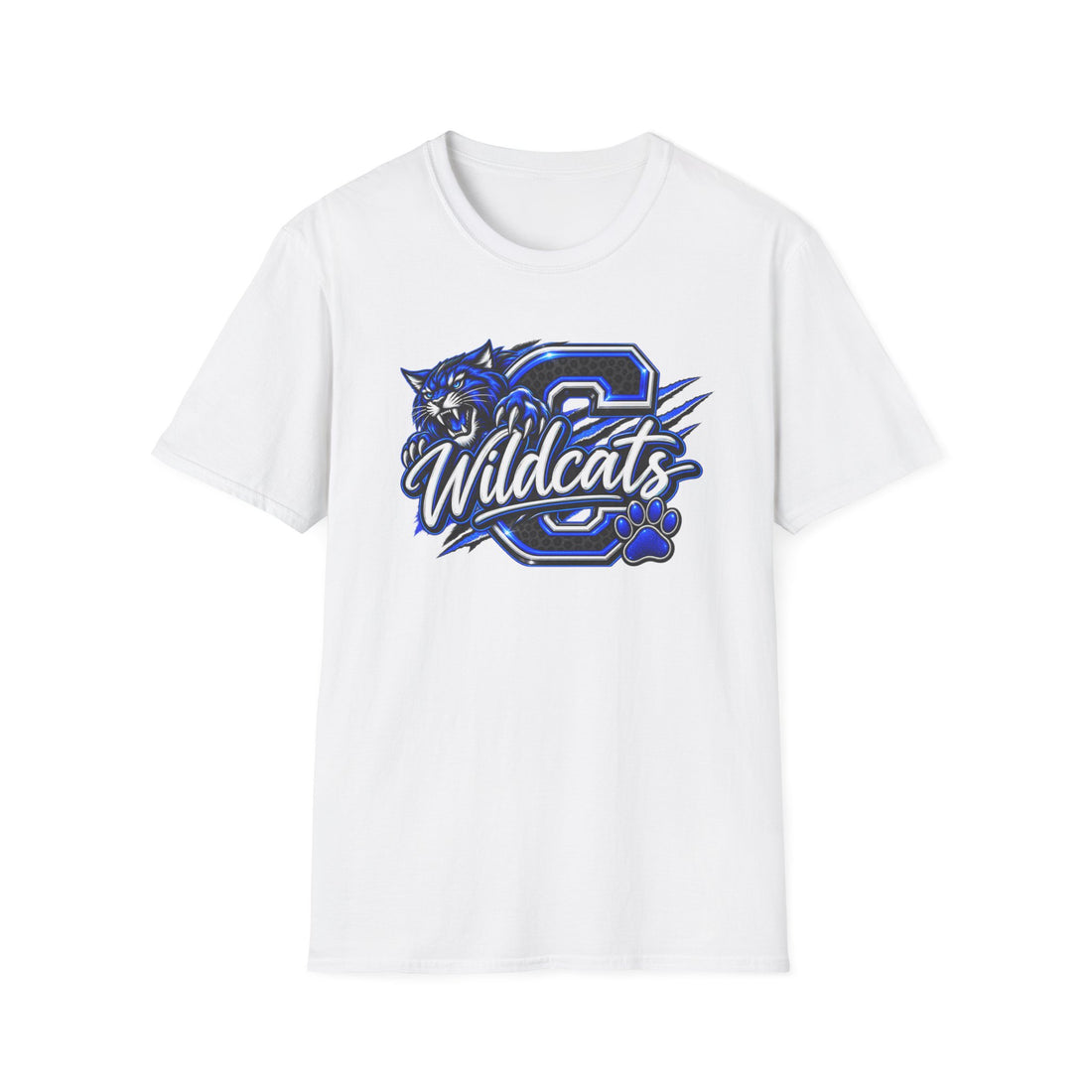 Checotah Wildcats Mascot — Blue Cougar Paw School Spirit Tee