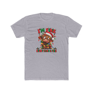 Christmas Cow Tee — "I'm Fine Everything's Fine" Funny Holiday T-Shirt