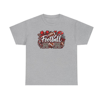 Football Mom T-Shirt — Cheerful Red Heart & Football Design