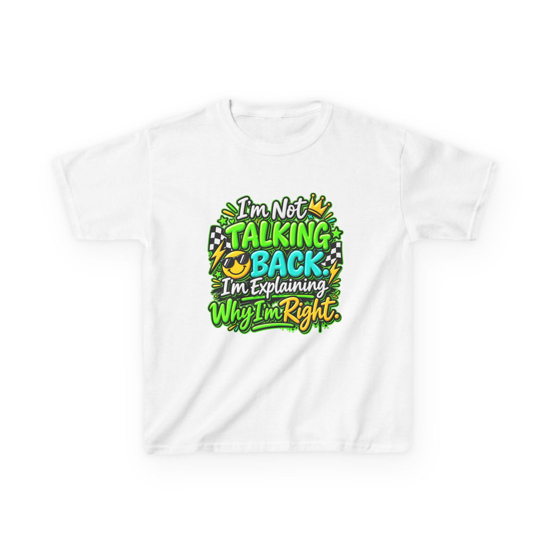 Funny Graphic Kids Tee - "I'm Not Talking Back, I'm Explaining Why I'm Right"