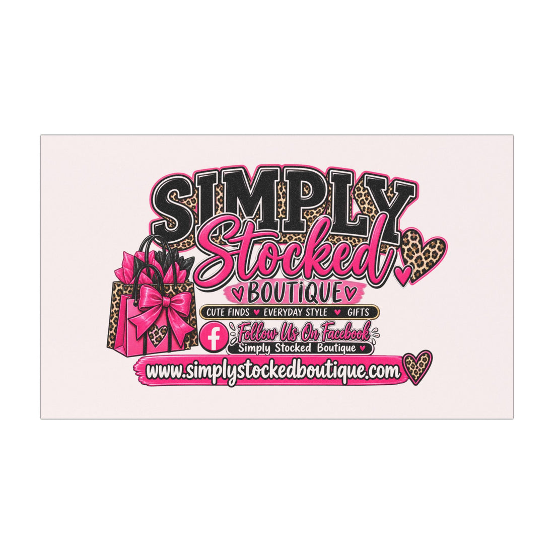 Car Magnet - Simply Stocked Boutique Logo (Pink Leopard Hearts)