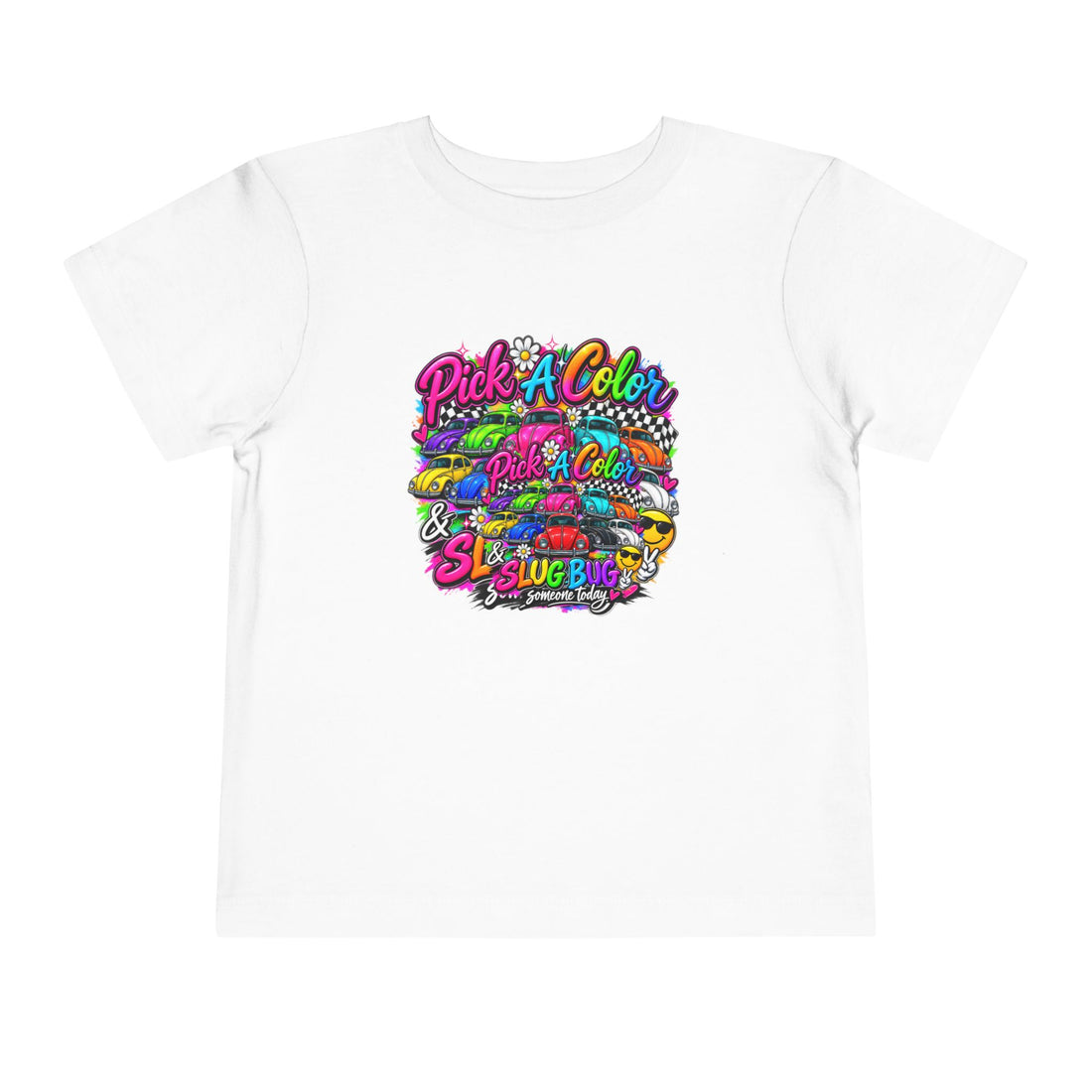 Vintage Car Graphic Toddler Tee — Colorful 'Pick A Color'