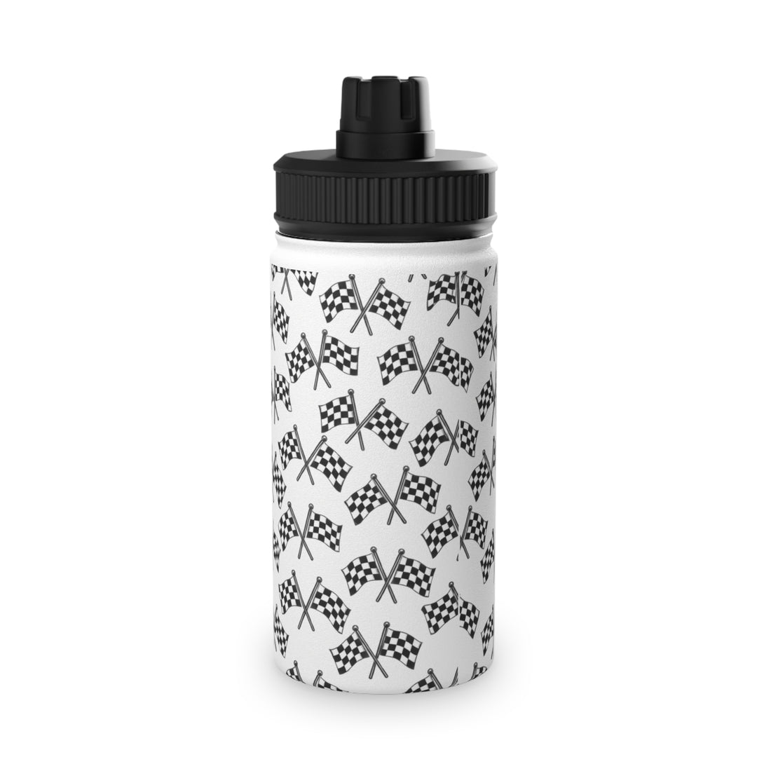 Checkered Racing Flag Water Bottle – Stainless Steel Sports Bottle 🏁