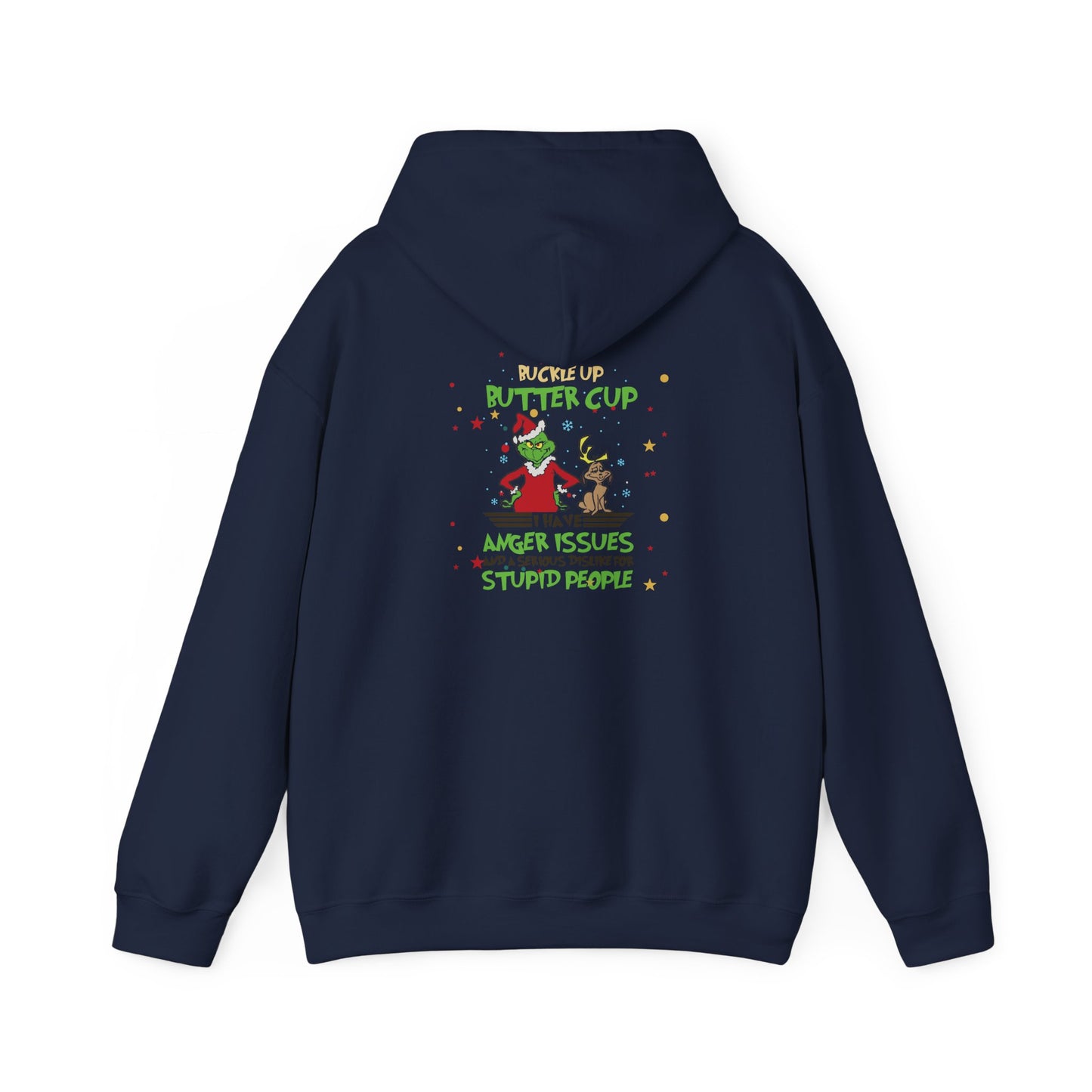Grinch Christmas Hoodie — “Back the F Up Buttercup” Funny Holiday Sweatshirt