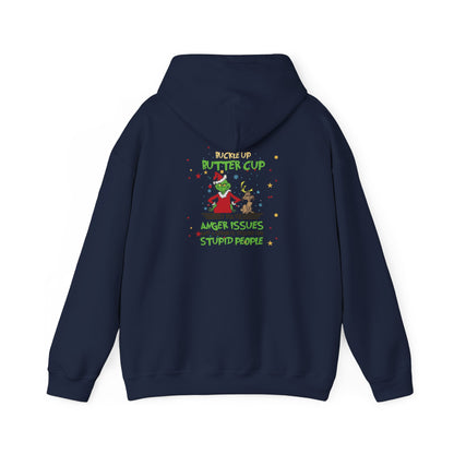 Grinch Christmas Hoodie — “Back the F Up Buttercup” Funny Holiday Sweatshirt