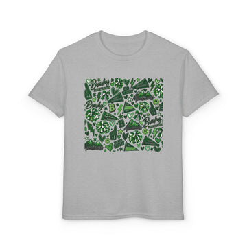 Kids' Green Brushy Mountaineers School Spirit Letter Collage T-Shirt