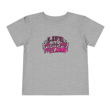 Toddler Tee — "Life in the Fast Lane" Racing Graphic (Pink)