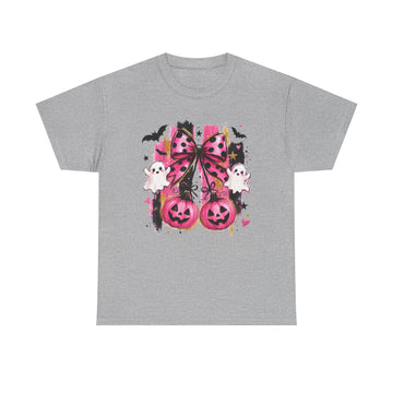 Halloween Pink Pumpkin Tee — Cute Ghosts & Polka Dot Bow Halloween T-Shirt