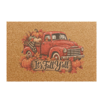 Fall Red Truck Doormat — "It's Fall Y'all" Seasonal Welcome Mat