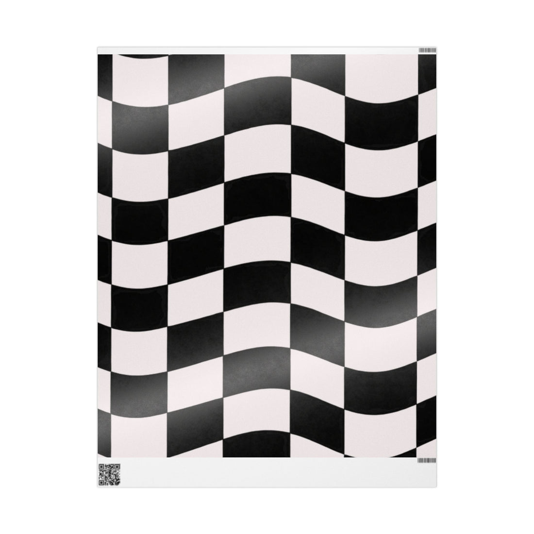 Checkerboard Wave Wrapping Paper – Black & White Gift Wrap