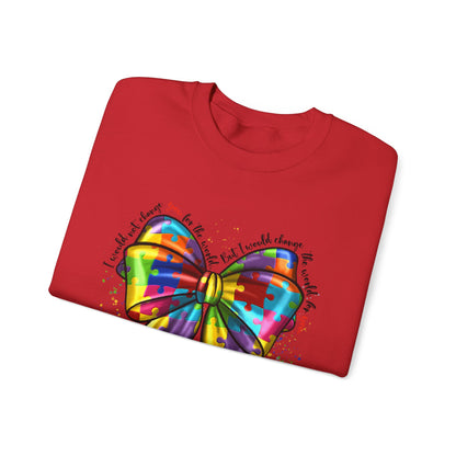 Rainbow Puzzle Bow Sweatshirt — Autism Awareness Crewneck