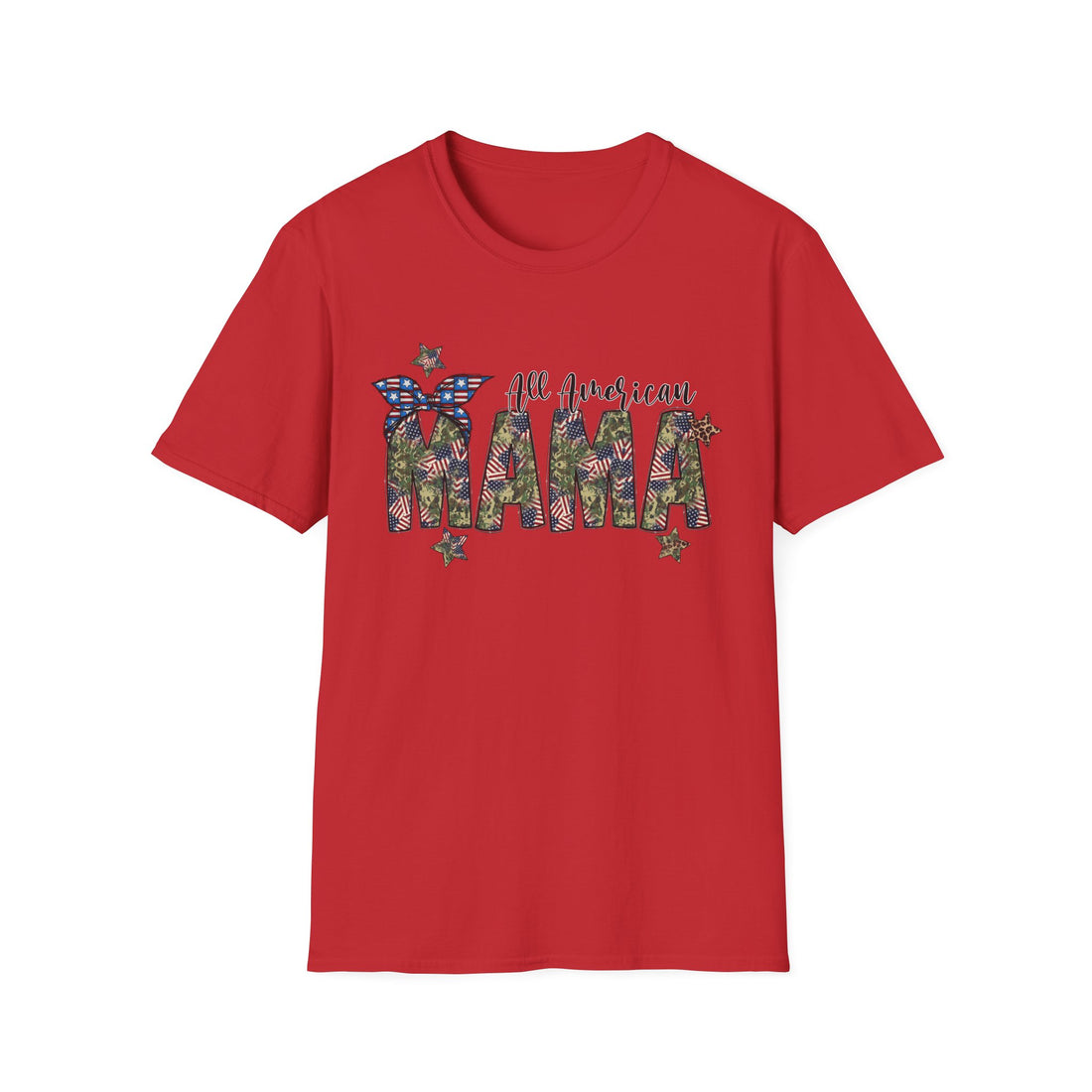 USA All American Mama T-Shirt — Patriotic Floral Mom Tee