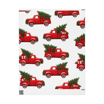 Christmas Red Truck Wrapping Paper — Vintage Pickup with Tree & Gifts