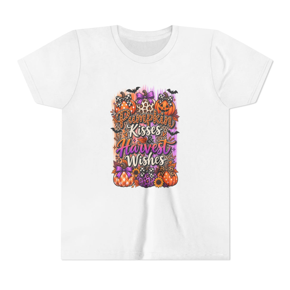 Pumpkin Kisses Harvest Wishes Fall Halloween Shirt - Youth Tee