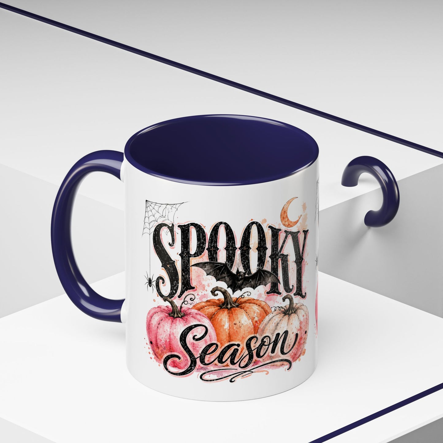 Spooky Season Accent Coffee Mug — Halloween Pumpkin & Moon Design (11/15oz)