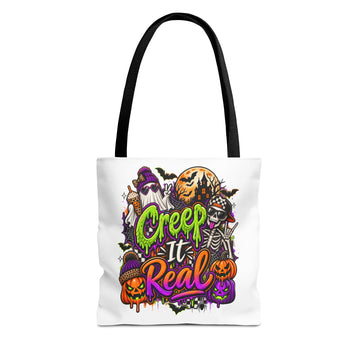 Halloween Tote Bag — “Creep It Real” Spooky Graphic Tote