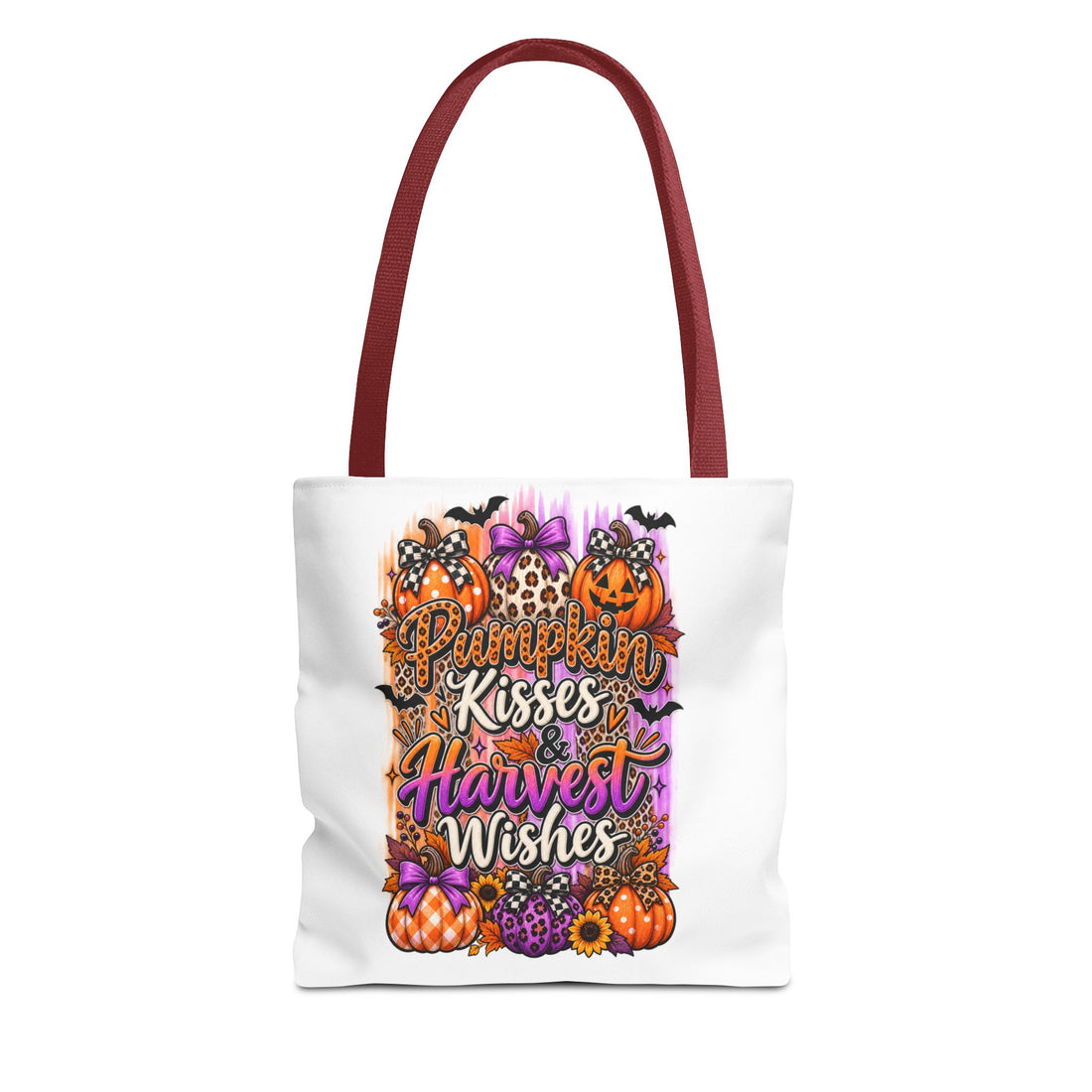 Halloween Pumpkin Tote Bag — "Pumpkin Kisses & Harvest Wishes" Fall Market Bag