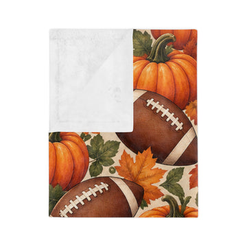 Autumn Football Pumpkin Throw Blanket — Cozy Fall Game Day Décor