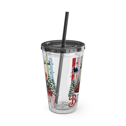Believe Holiday Tumbler — Christmas Train 16oz Straw Cup