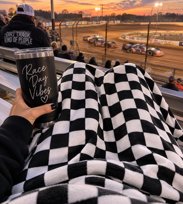 Checkered Velveteen Plush Blanket — Black & White Racing Flag Throw