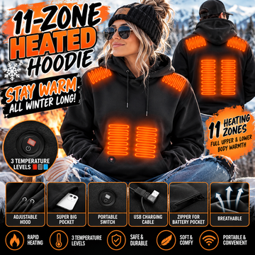 11-Zone Heated Hoodie | 3-Temperature Winter Pullover