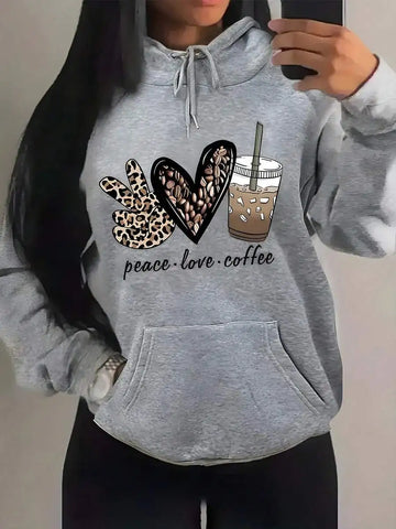 Wild About Love Leopard Graphic Hoodie